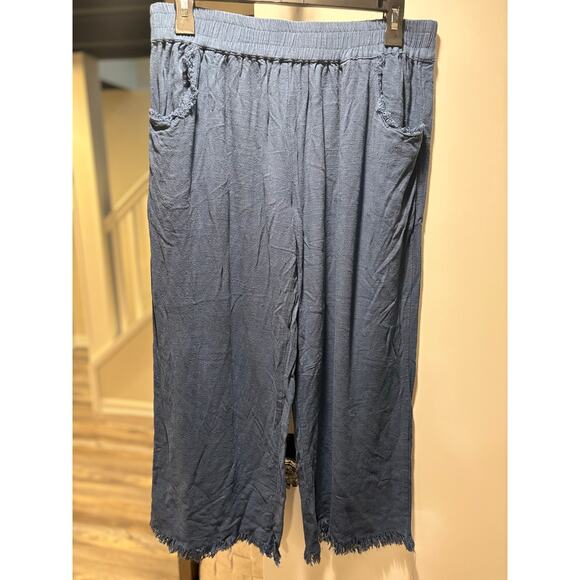 Umgee Blue Linen Blend Pant - Picture 1 of 4